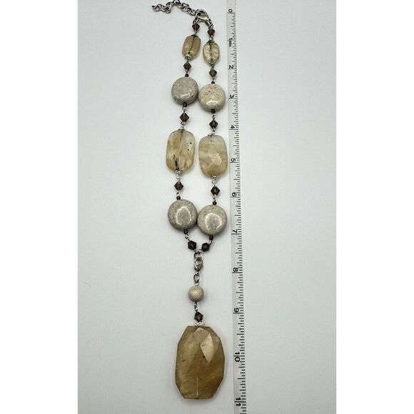 Premier Designs Sand Dune Retired Boho Necklace Natural Stones Removable Pendant - Picture 5 of 7